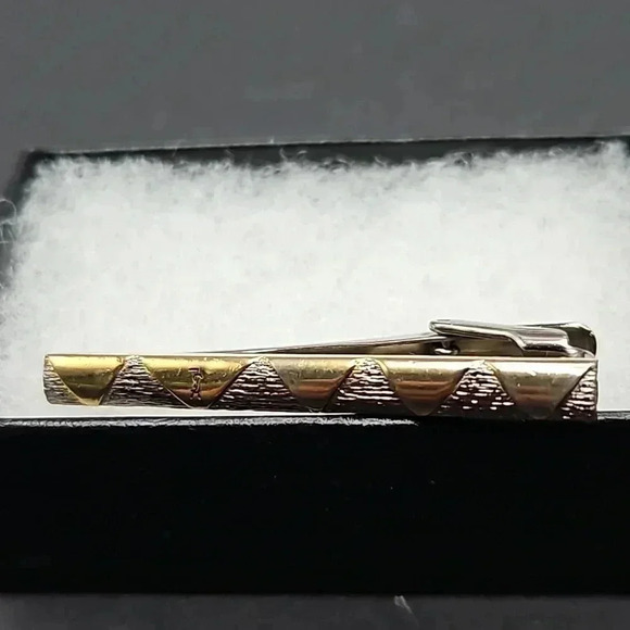 Yves Saint Laurent Gold and Silver Tone Cufflinks and Tie Bar set - Picture 2 of 5